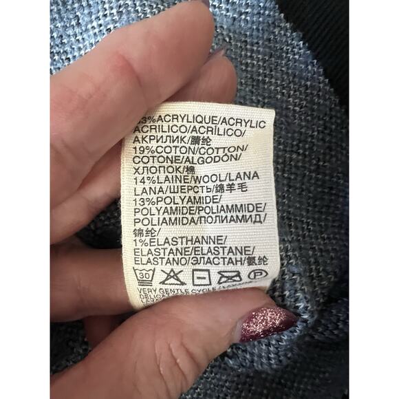 SUNCOO Paris Diane Blue Plaid Knit Boucle Cardigan Jacket Blazer Sz T3 US L - Picture 11 of 14